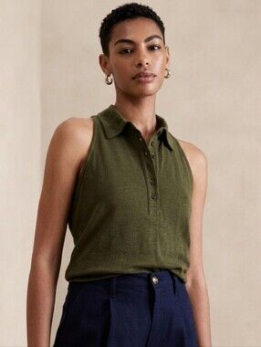 Banana Republic Waimea Olive Green Sleeveless Polo Tank
